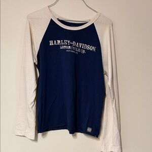 Harley-Davidson Women’s Navy and Cream Long Sleeve Tee